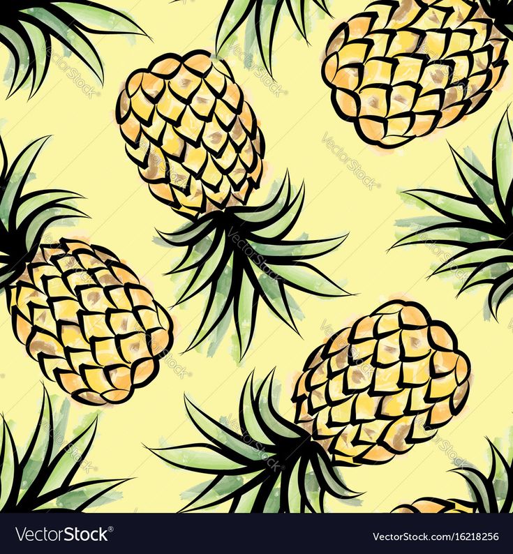 Pineapple watercolor seamless pattern juicy Vector Image ...