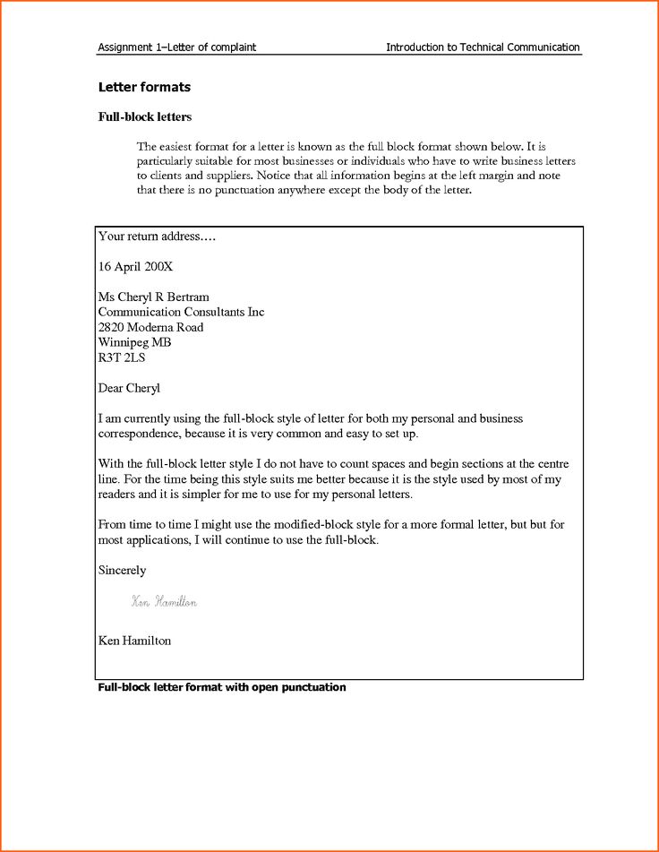 business letter set up