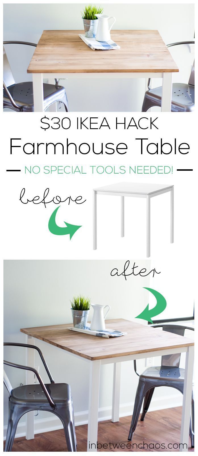 21 of The BEST Farmhouse IKEA Hacks The Cottage Market DIY IKEA Hack Faux Farmhouse Jokkmokk Table Makeover
