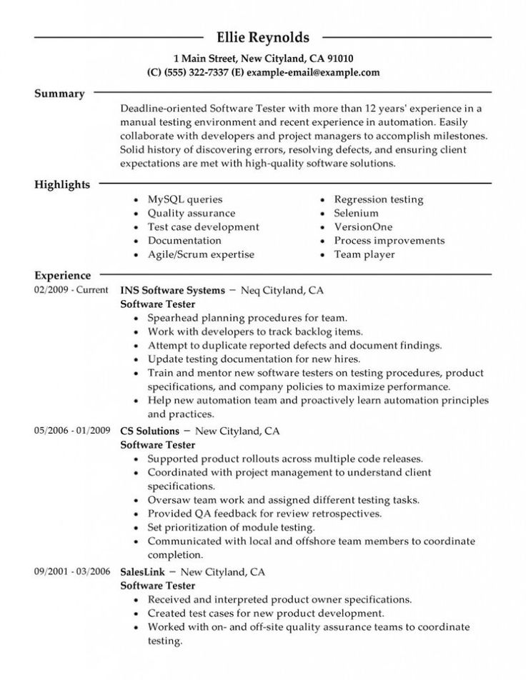 web tester resumes