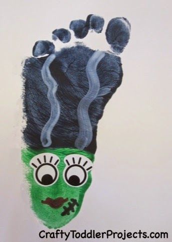 halloween craft frankensteins bride footprint easy infant toddler halloween footprint - Halloween Toddler Art Projects halloween craft frankensteins bride footprint easy infant toddler halloween footprint - Halloween Toddler Art Projects