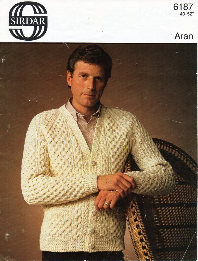 PDF of vintage women/'s knitting pattern from the 1950/'s. Cables Cardigan sizes 38 to 52 or men/'s for him or her bustchest 36-50