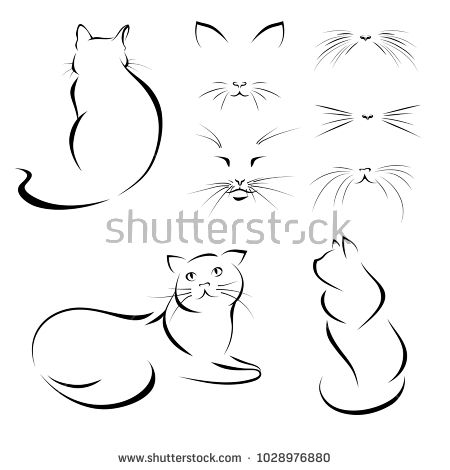 cats. Images of cats, lines. Vector - compre este vetor na Shutterstock e encont...