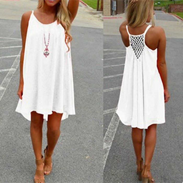 Juleya 9 Farben Damen Chiffon Strandkleid Solide Sommerkleid Frauen /Ärmellos Strand Kleid Boho Halter Beil/äufig Lose Tunika Blusenkleider Kurz Partykleid XS-XXXXL