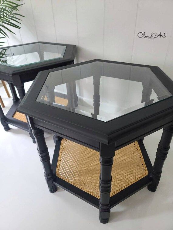 Vintage Cane Rattan Furniture Glass Top Two Tiered End Tables In 2022 Coffee Table Makeover Vintage Cane Rattan Furniture Glass Top, Vintage Cane Coffee Table With Glass Top