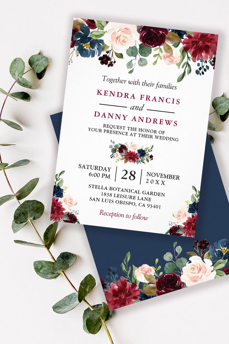 Simple Floral Wedding Invitation Digital Wedding Invitation Printable Wedding Invitation