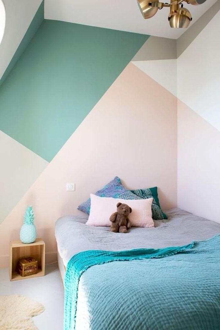 Aesthetic Kid Rooms with Geometric Wall Themes | Bedroom ... Aesthetic Kid Rooms with Geometric Wall Themes | Bedroom ... on Room Decor Paredes Aesthetic id=55568
