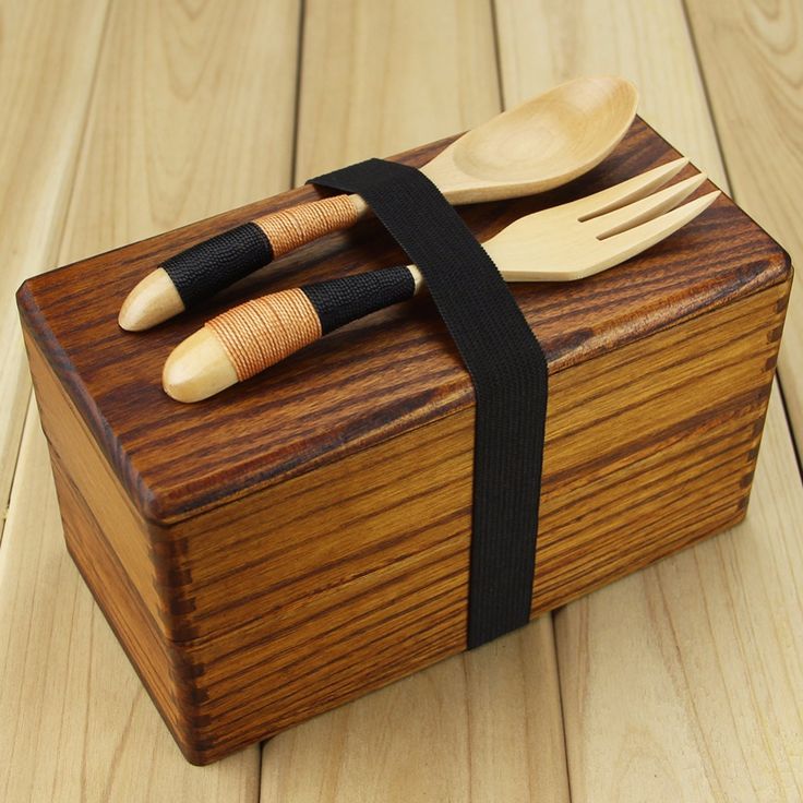 Japanese Traditional Natural Wooden Lunch box Square Double Layer Women's Me...