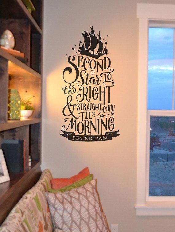 disney second star to the right quote peter pandecal wall