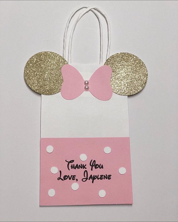 Pink MINNIE MOUSE Drawstring Treat Sack Disney Candy Bag