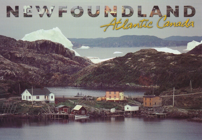postcard iceberg in background newfoundland rest of iceberg chart newfoundland