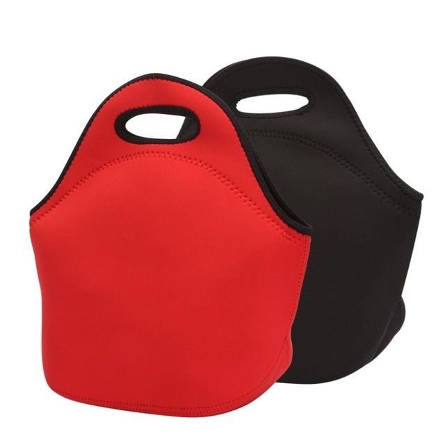 Neoprene Insulated Picnic Lunch Box Tote Food Container Lunch Hand Bag Black
