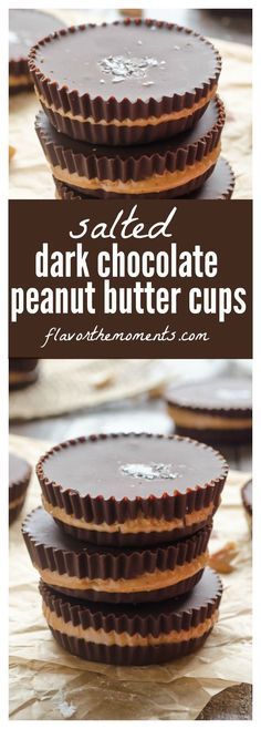 Salted Dark Chocolate Peanut Butter Cups are a healthier way to enjoy your peanut butter cups with zero added sugar and only 4 ingredients! /FlavortheMoment/