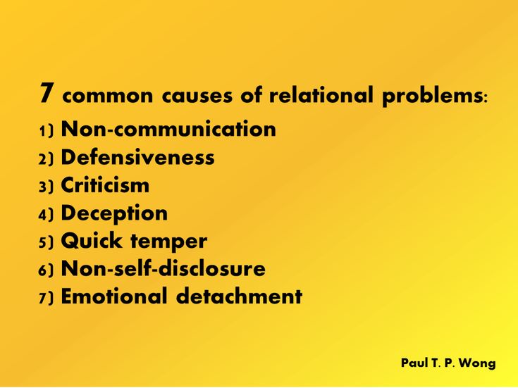 “7 causes of relational problems: 1) Non-communication, 2