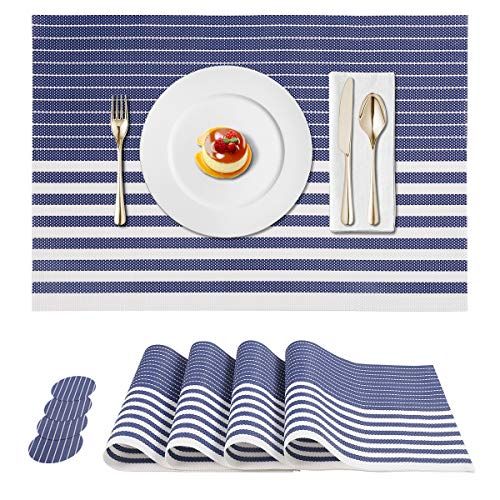 VANLONTD Lot de 4 Sets de Table Sets de Table Lavable imperméables 42 × 30cm Cuisine Salle à Restaurant PVC Set de Table Antidérapant Chaleur Résiste,Gris Clair