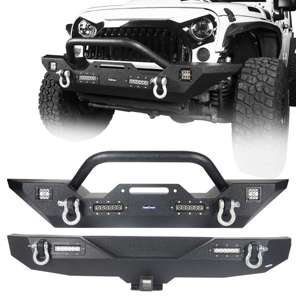 Hooke Road Wrangler JK Front Bumper Rear Bumper Combo Best Price