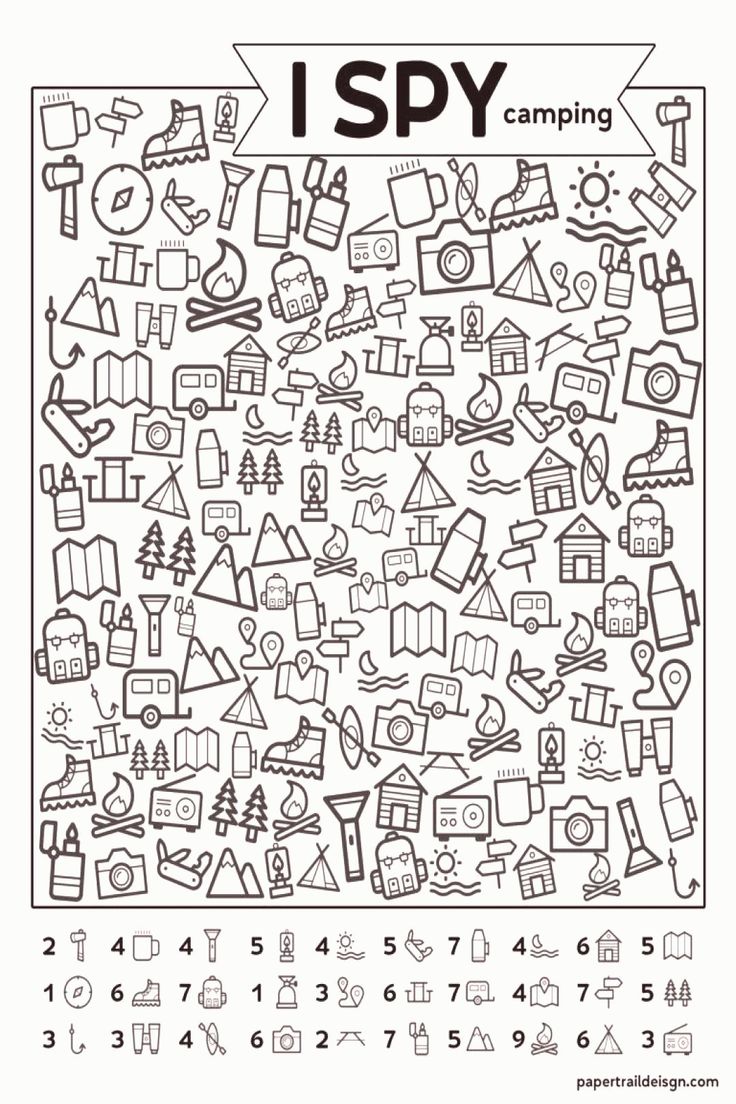 Free Printable I Spy Camping Kids Activity Paper Trail Design in 2020 Free Printable I Spy Camping Kids Activity Paper Trail Design in 2020