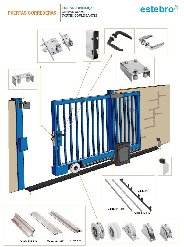 an image of a blue gate with instructions on how to install it and how to use it