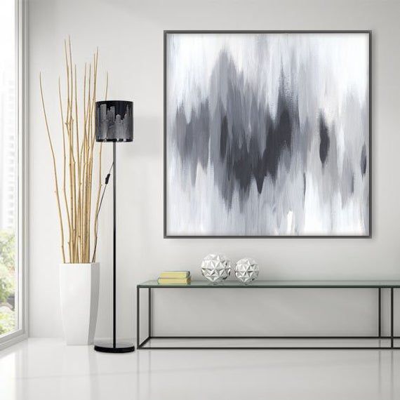 Gray Original Large Painting On Canvas Black And White Minimal Acrylic Abstract Art Contemporary Wall Decor - Original Wall Art Canvas Gray Original Large Painting On Canvas Black And White Minimal Acrylic Abstract Art Contemporary Wall Decor - Original Wall Art Canvas
