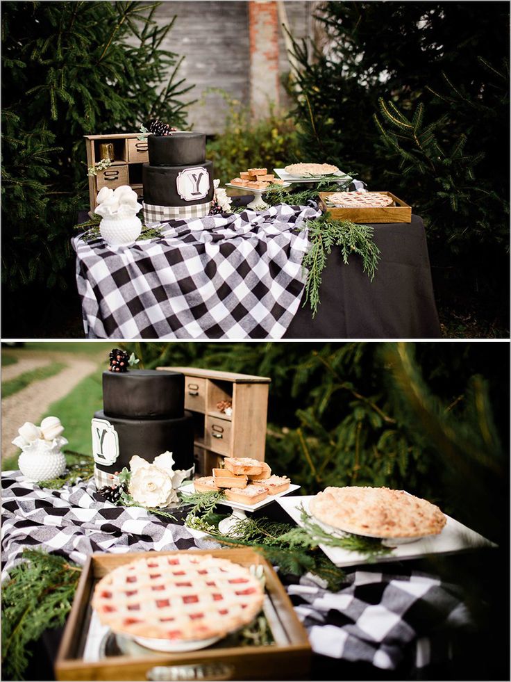 Gold and Gingham Winter Wedding | Rehearsal dinner decorations, Gingham