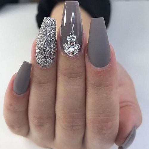 Best Acrylic Nails for 2017 - 54 Trending Acrylic Nail Designs - Best Nail Art Acrylic Nails Stiletto, Acrylic Nail Art, Best Acrylic Nails, Acrylic Nail Designs, Nail Art Designs, Coffin Nails, Nails Design, Grey Nails With Design, Fancy Nails