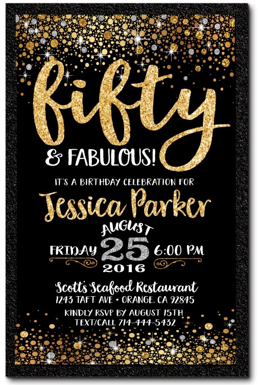 gold glitter fifty and