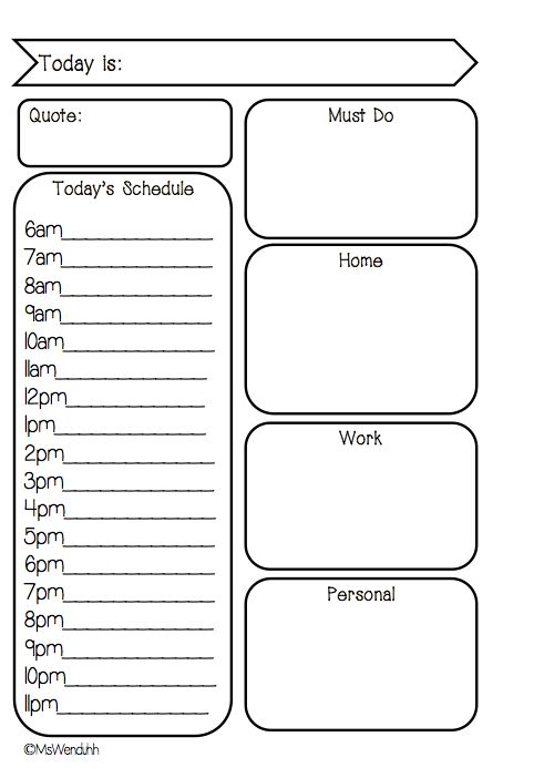 new day on two pages daily schedule free printable for filofaxes