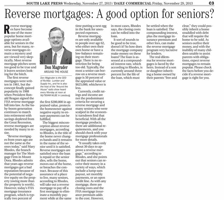 Best mortgage options for seniors