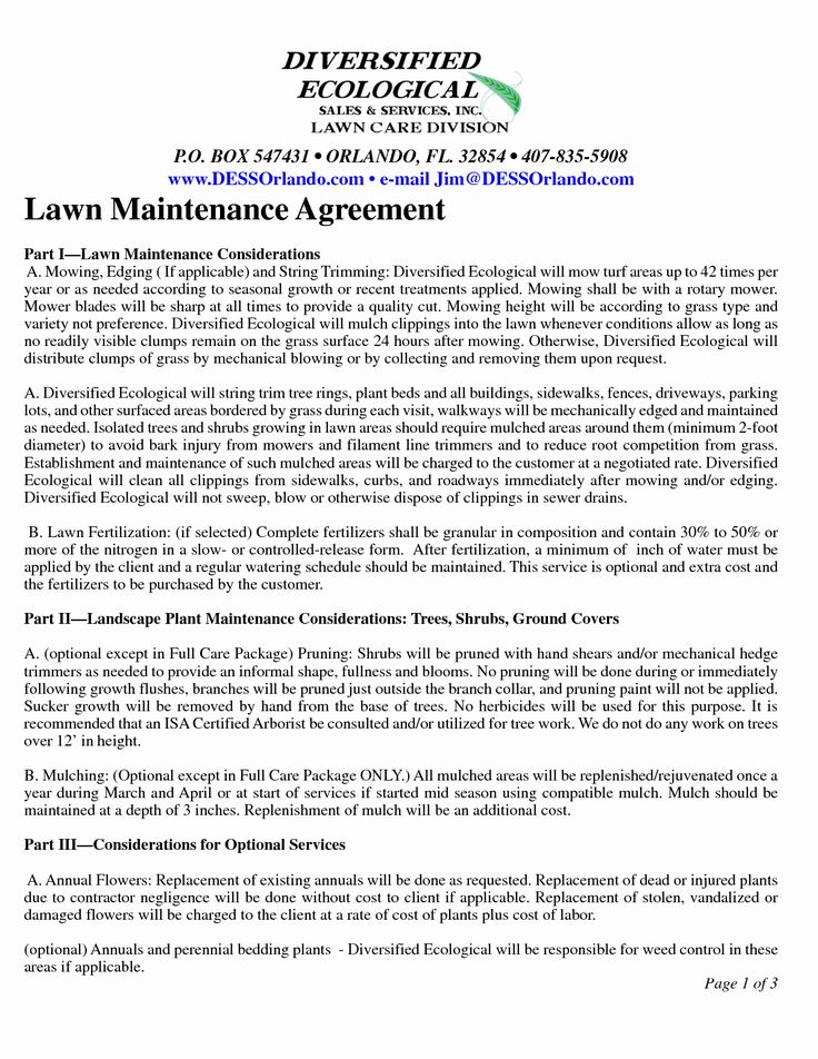 lawn care contract template fresh lawn maintenance lawn service contract template with samples