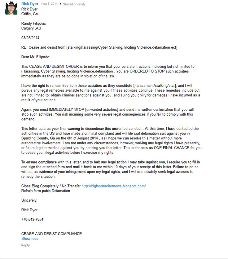 bigfoot tracker news rick alters cease and desist letter - letter of cease and desist template bigfoot tracker news rick alters cease and desist letter - letter of cease and desist template