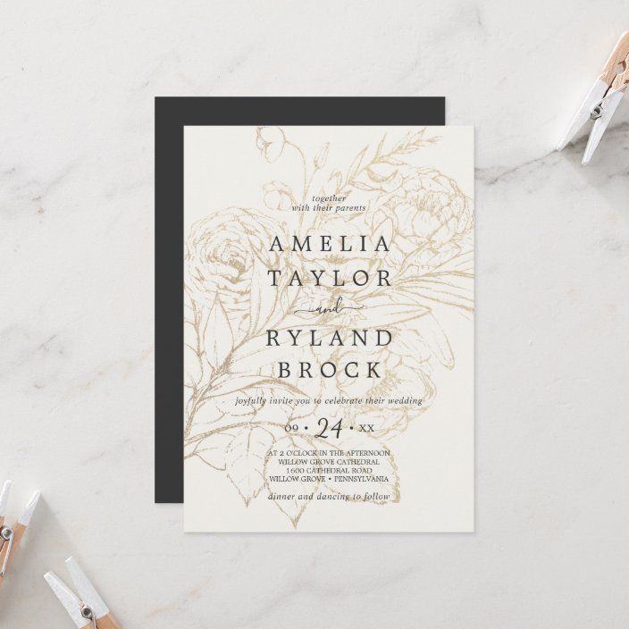 Gilded Floral Cream And Gold Faded Wedding Invitation Zazzle Com Casual Wedding Invitations Floral Invitation Wedding Invitations