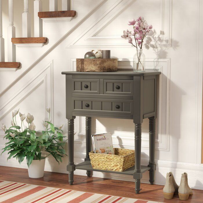 Charlton Home Wedgewood 23 6 W Console Table Reviews Farmhouse Small Tables Wood Farmhouse Console Table, Wedgewood Console Table Black