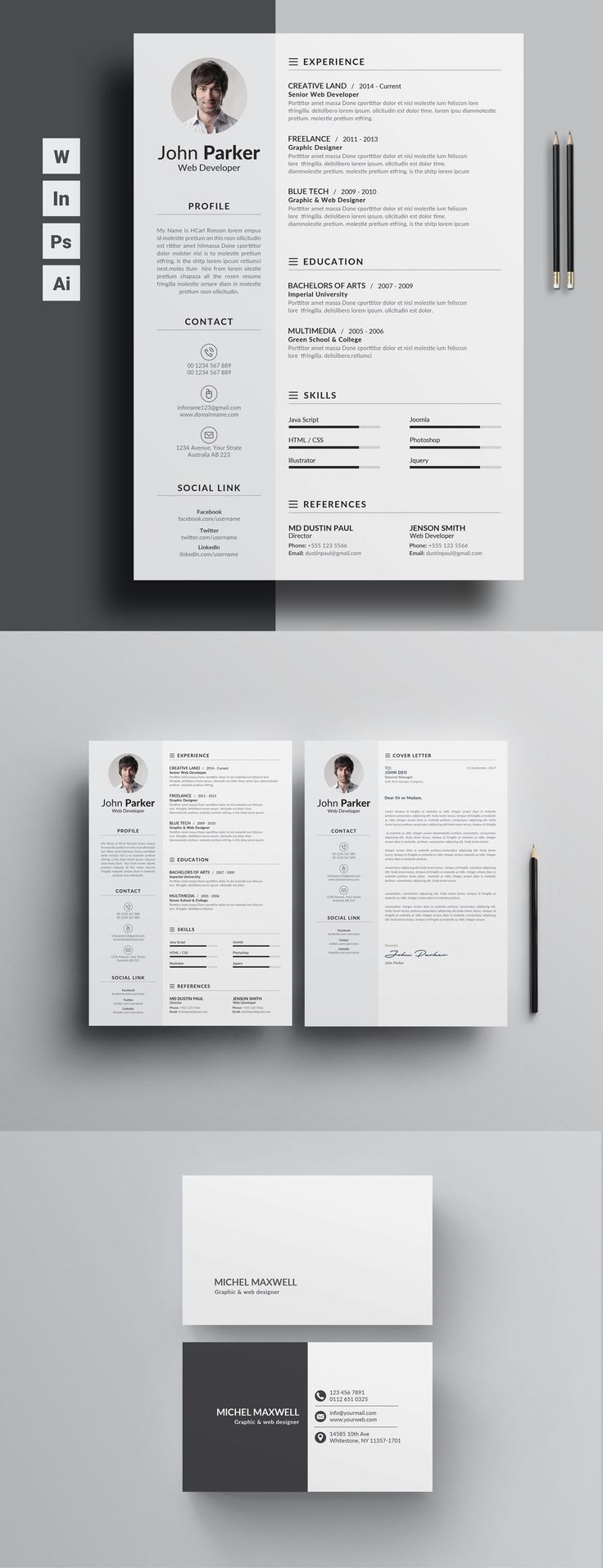 Job Seekers resume for those who really wants to bag the job. No exception, word version with free coverletter and a free cool business card. Download Now! #BestBusinessCards