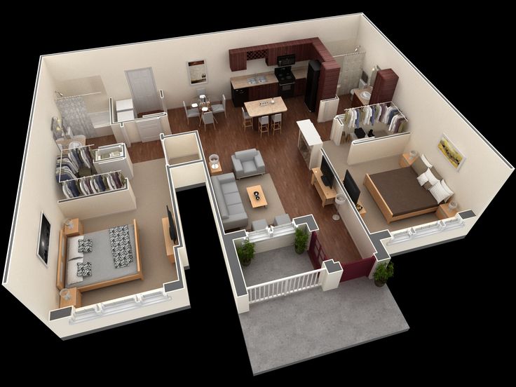 1 Bedroom Apartment Floor Plans With Walk In Closet 102 best plan 3d images on pinterest | architecture, projects and 1 Bedroom Apartment Floor Plans With Walk In Closet 102 best plan 3d images on pinterest | architecture, projects and