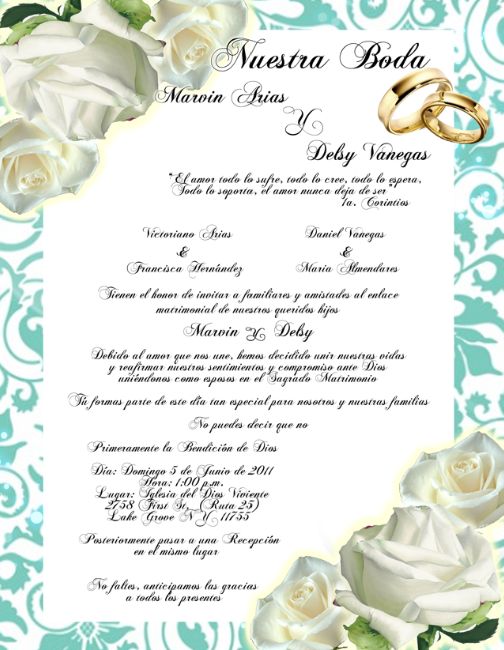 ejemplo de invitacion de boda