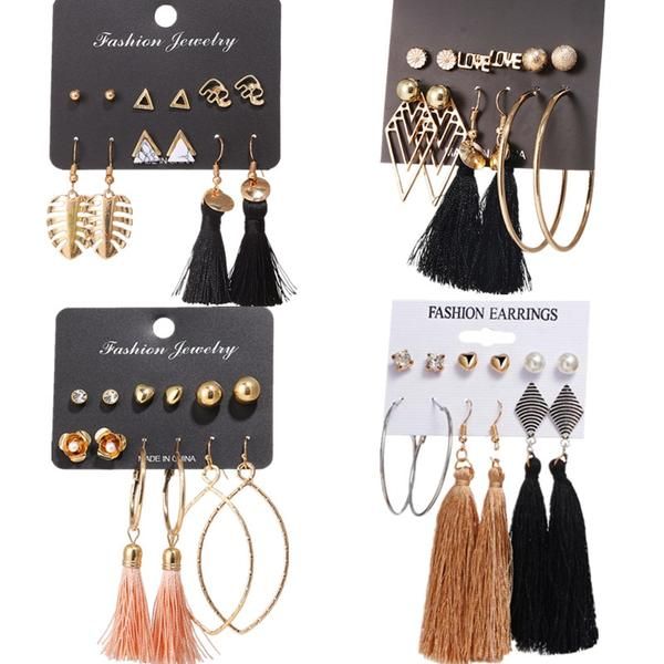 Bohemian Fabric Flower Long Tassel Drop Dangle Women Ear/' Studs Earrings K
