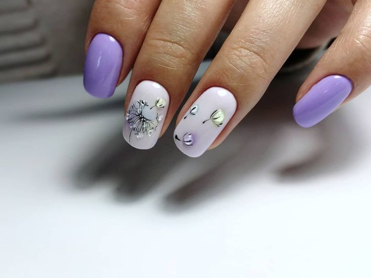 Маникюр с одуванчиком на одном ногте (73 фото) - картинки modnica.club