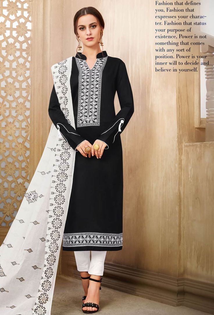 Black and white cheap churidar neck designs