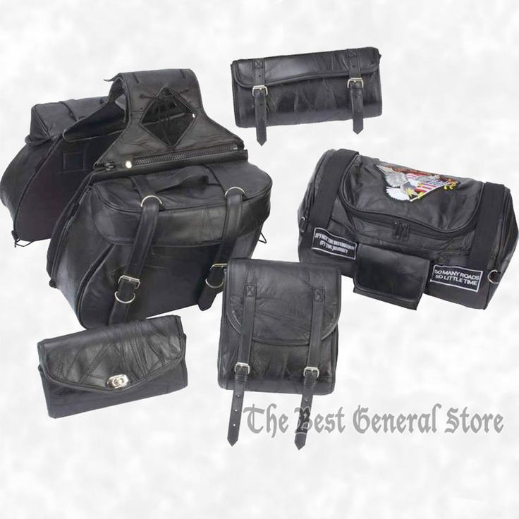 6pc Black Buffalo Leather Motorcycle Luggage Set ... 6pc Black Buffalo Le