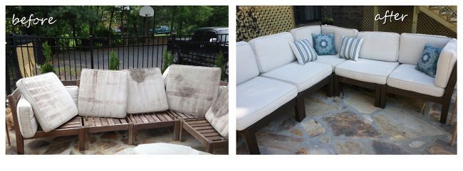 How To Clean And Renew Outdoor Furniture Stained Cushions Diy Outdoor Furniture Cushions, How To Clean Lawn Furniture Cushions
