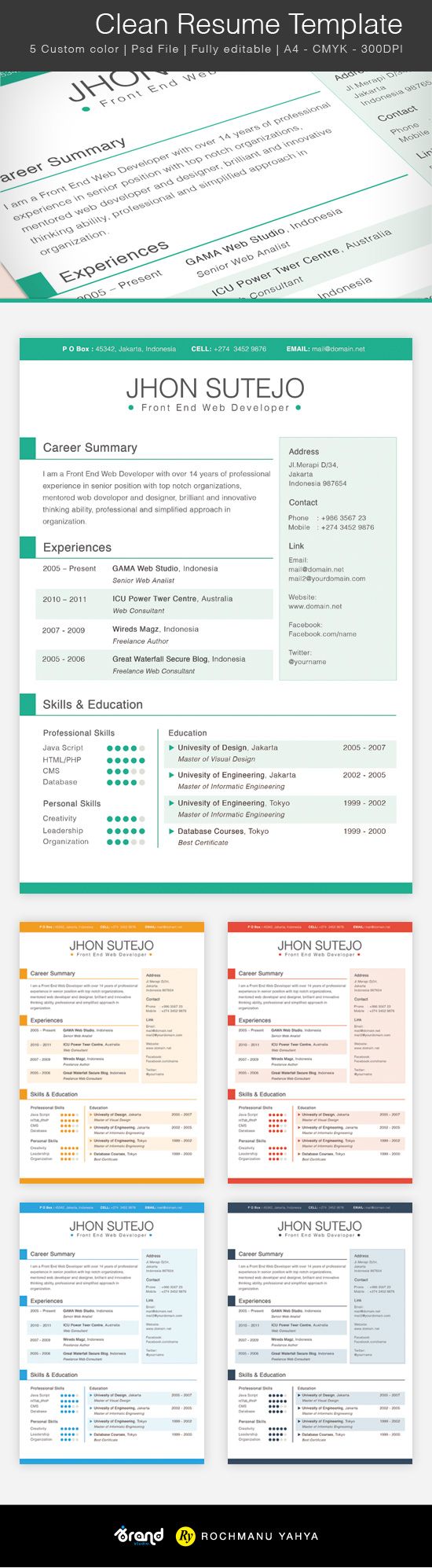 colorful resume template free download