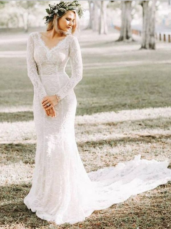 Fantastic Mermaid V-Neck Long Sweep Train With Long Sleeves,Sexy Open Back Long … Fantastic Mermaid V-Neck Long Sweep Train With Long Sleeves,Sexy Open Back Long …