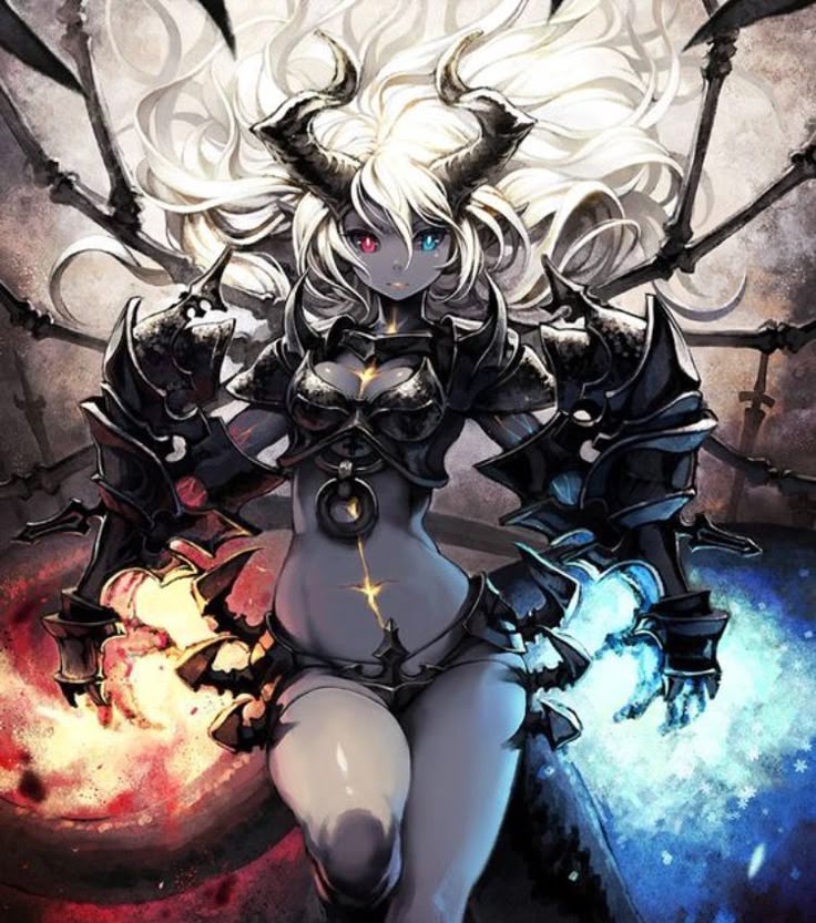 Anime demon girl with black hair
