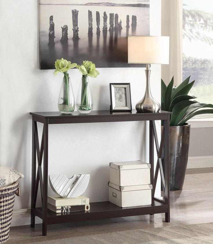 Convenience Concepts Oxford Console Table With Shelf Espresso Com Furniture Coastal Living Rooms Convenience Concepts Oxford Console, Convenience Concepts Oxford Console Table Black