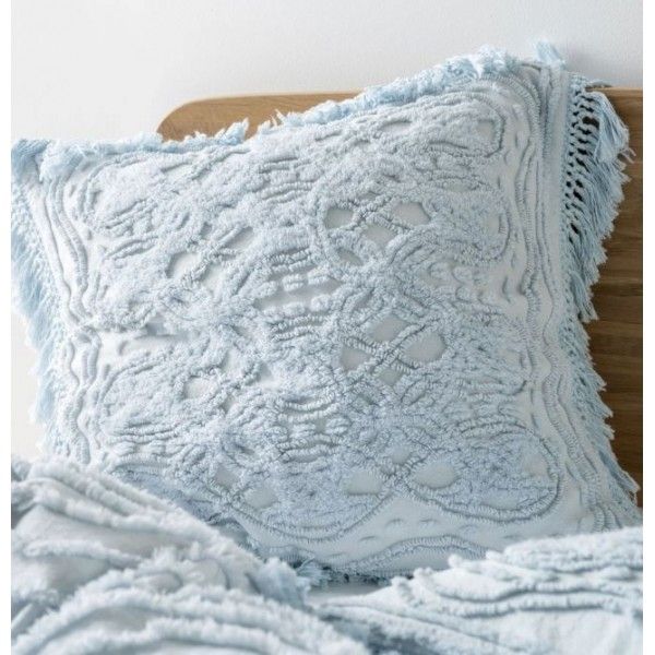 Linen House Somers Blue European Haze Teal European Pillowcase. Cotton