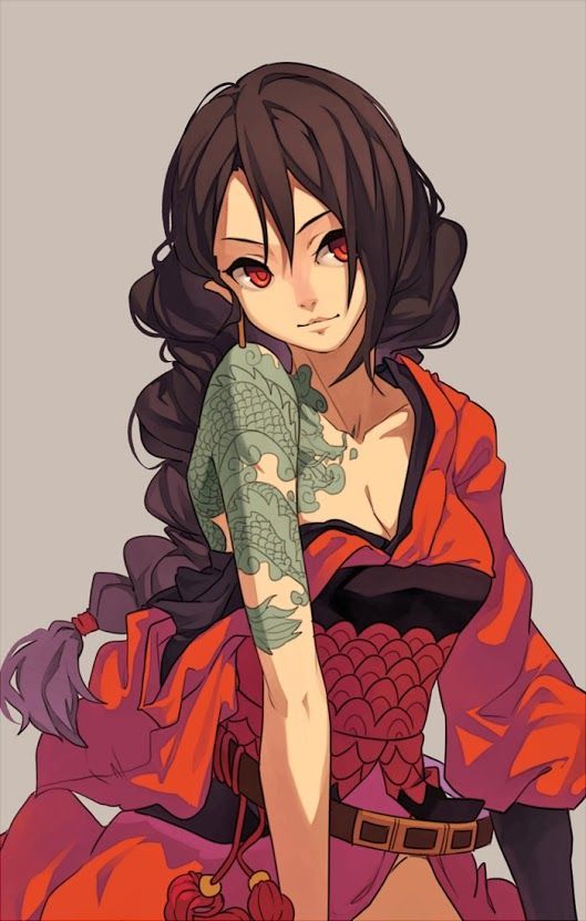Anime girl with tattoos