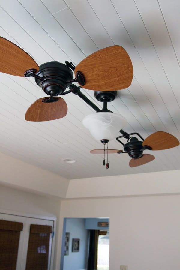 Wood Ceiling Installation Complete The Lettered Cottage Plank Fan Farmhouse Wood Plank Ceiling Fan, Allen And Roth Ceiling Fan
