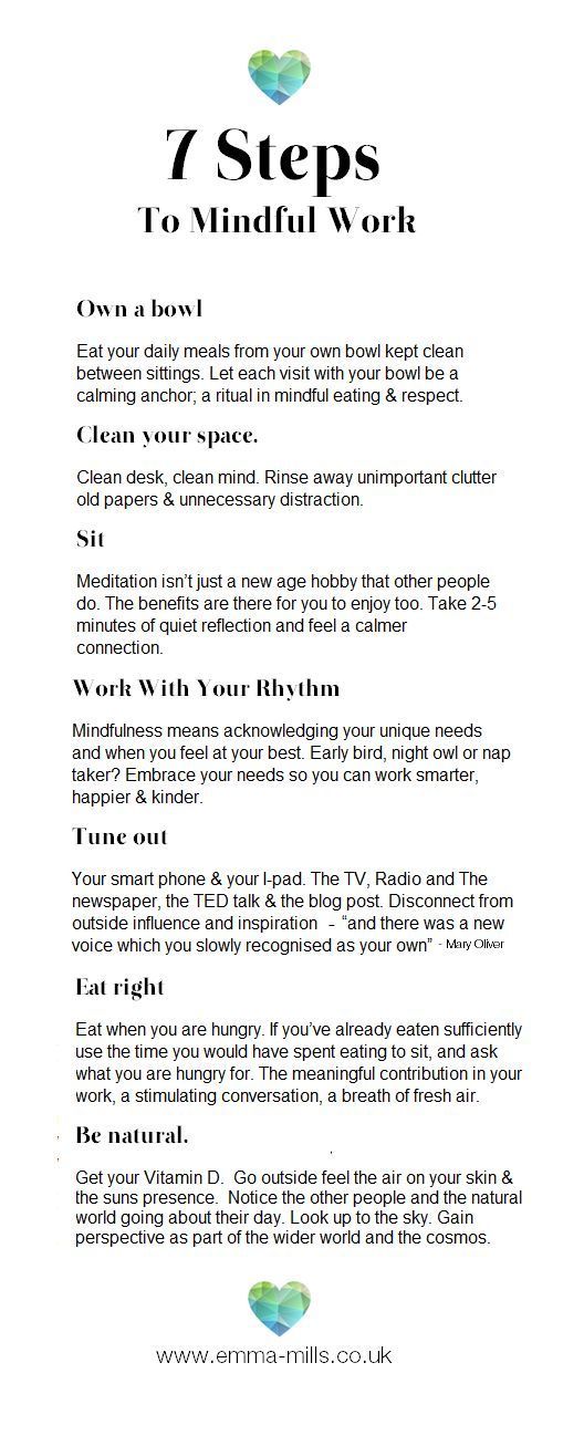 Seven Steps To Mindful Work. Start creating a more present, content and… Seven Steps To Mindful Work. Start creating a more present, content and…