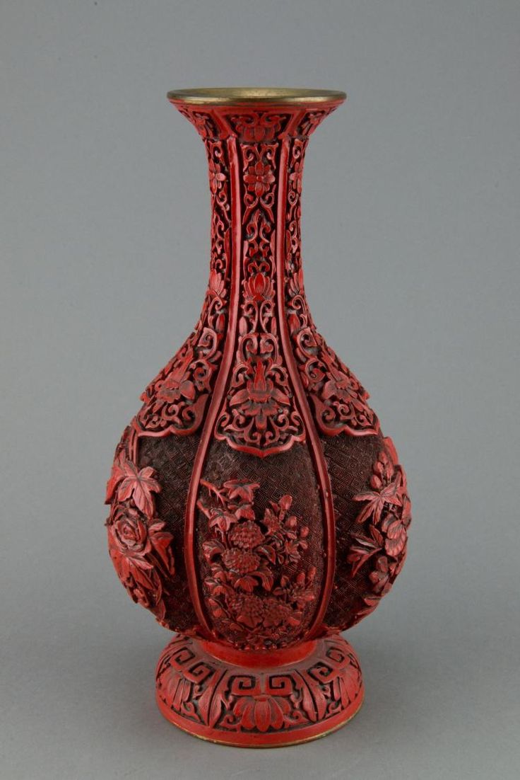 Vintage Red Lacquer Bud Vase