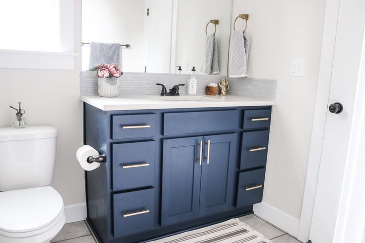 Easy Update To Your Bathroom Paint The Vanity See How I Did It Serrettastyle Di Beautiful Bathrooms Beautiful Bathroom Vanity, Bathroom Cabinet Paint Kit